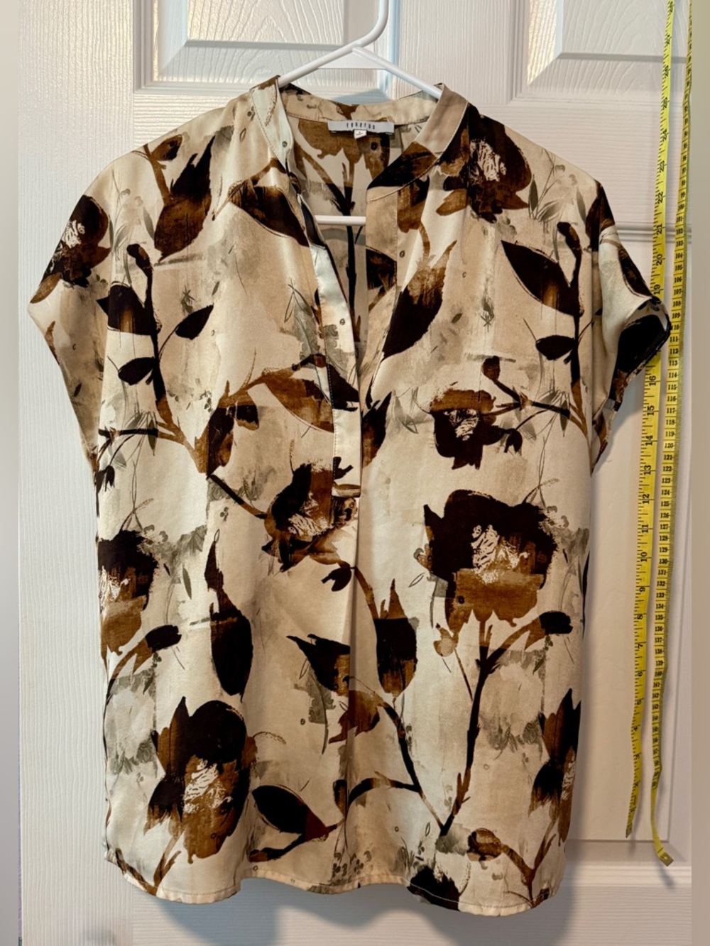 Fun 2 Fun Floral Blouse in Brown and Cream